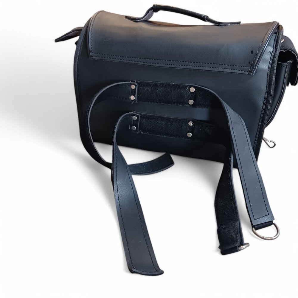 Vintage Waterproof Leather MotorcycleTail Bag Rear Seat Backpack Saddle Luggage - Picture 7 of 15